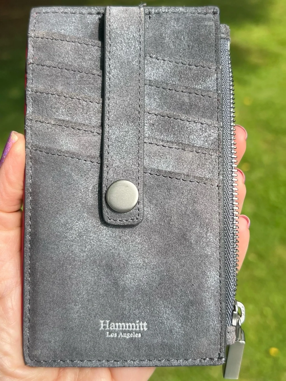 Hammitt 210 West Gray Suede Card Wallet